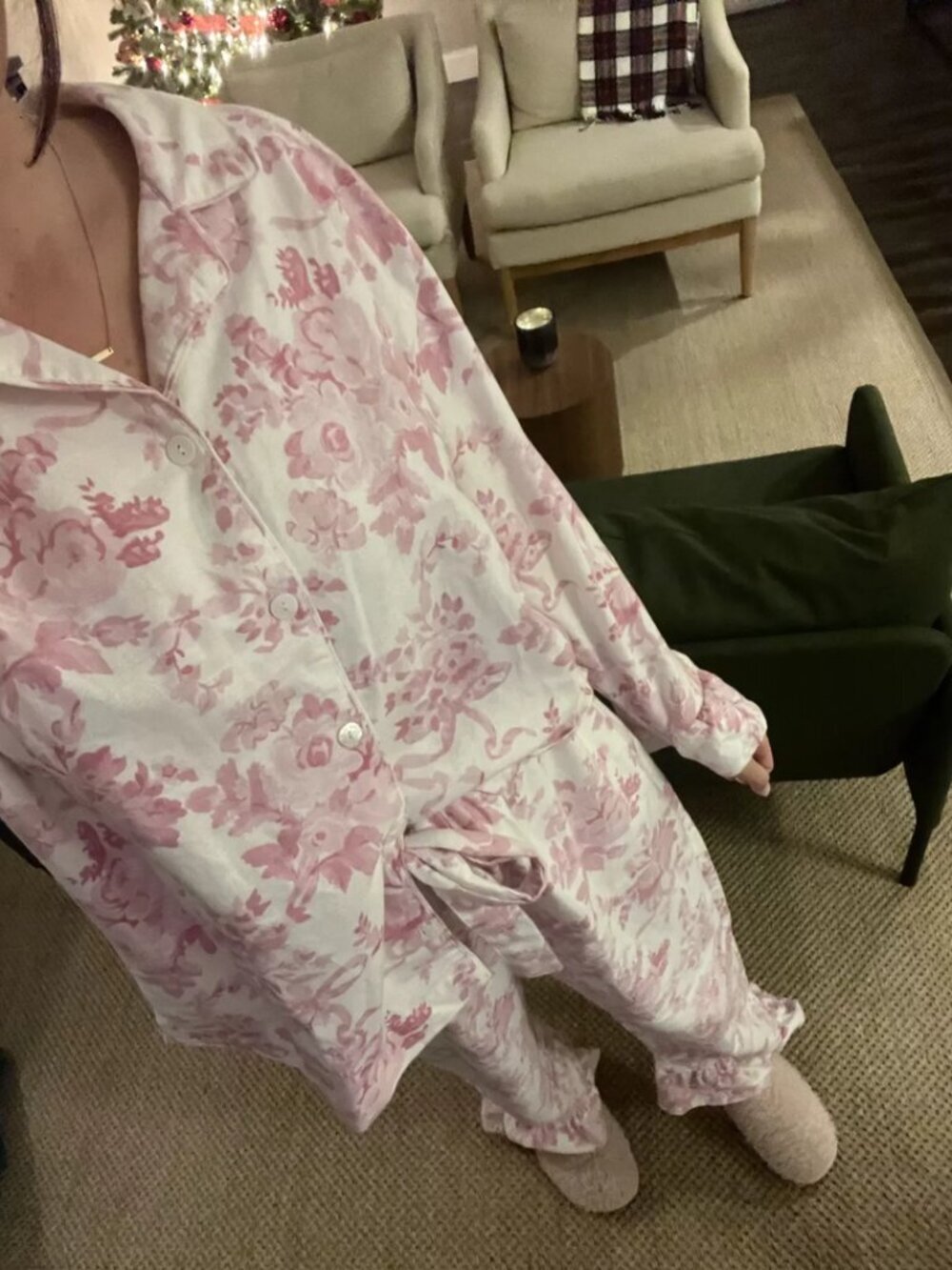 POTTERY BARN Teen LoveShackFancy Flannel Pajama Set in Pink Size Medium - Picture 9 of 10